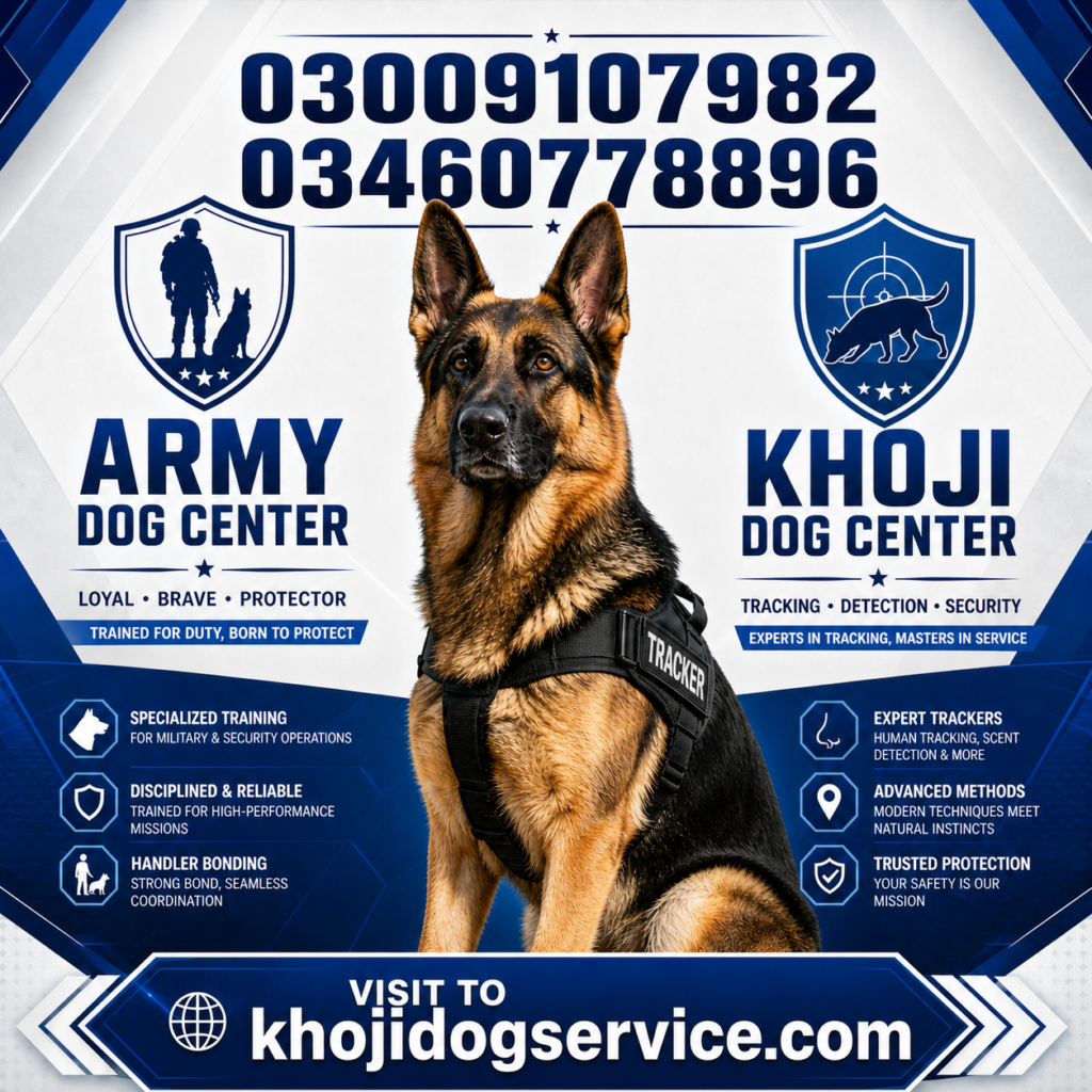 Hafizabad mein chori ki tafteesh aur security ke liye expert Army Dog handlers aur trained dogs