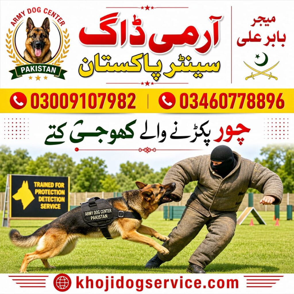 Khoji Dog Center Multan provides top-quality trained security dogs, German Shepherds, and expert guard dog services for protection and tracking across Multan and surrounding regions.
